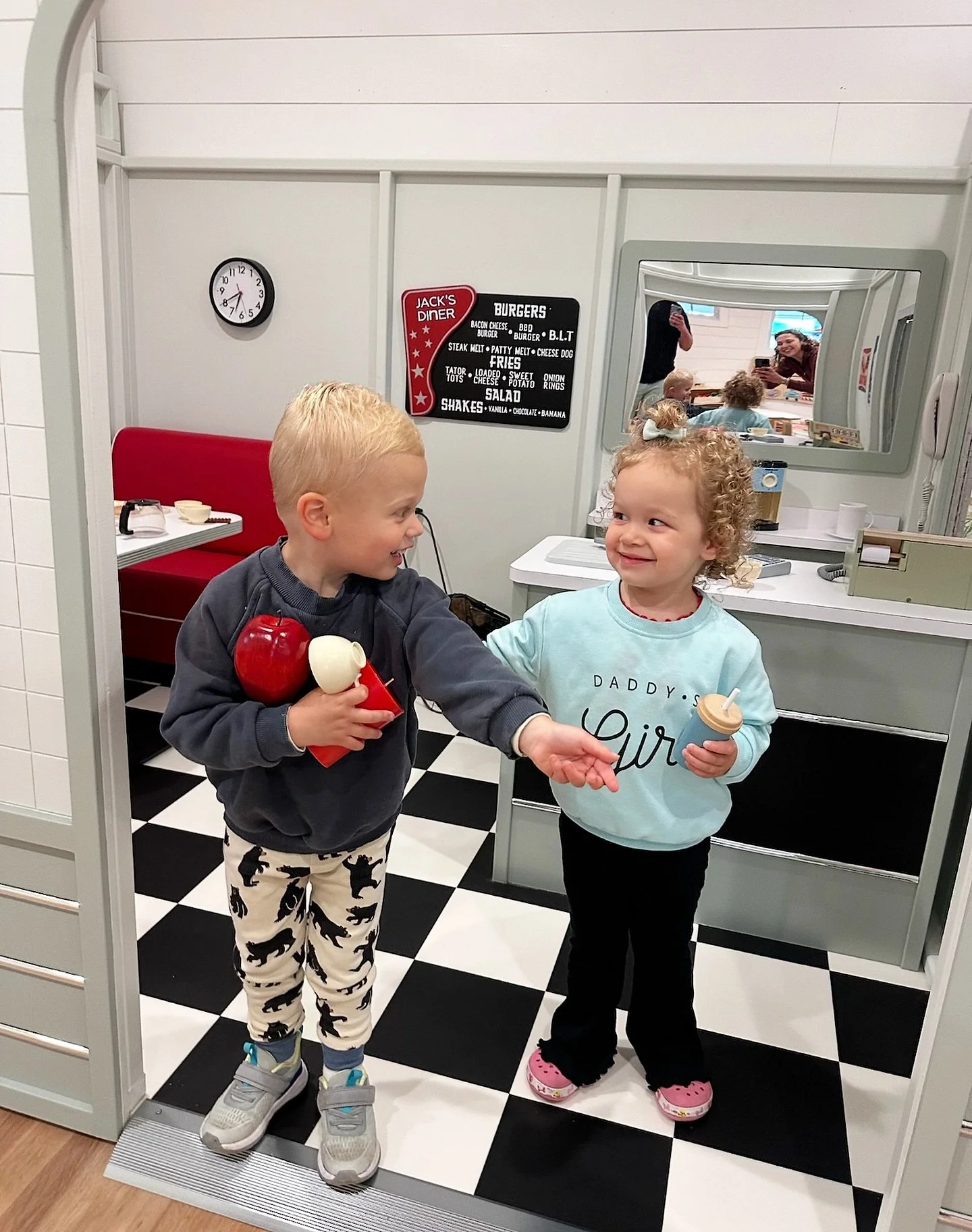When you look at each other and realize you&rsquo;re both skipping nap time for this 👀💫 Come join us in our open play village this week! Visit us at schoolhouseplaycafe.com #mom #mompreneur #workingmom #sahm #play #longisland #learnthroughplay