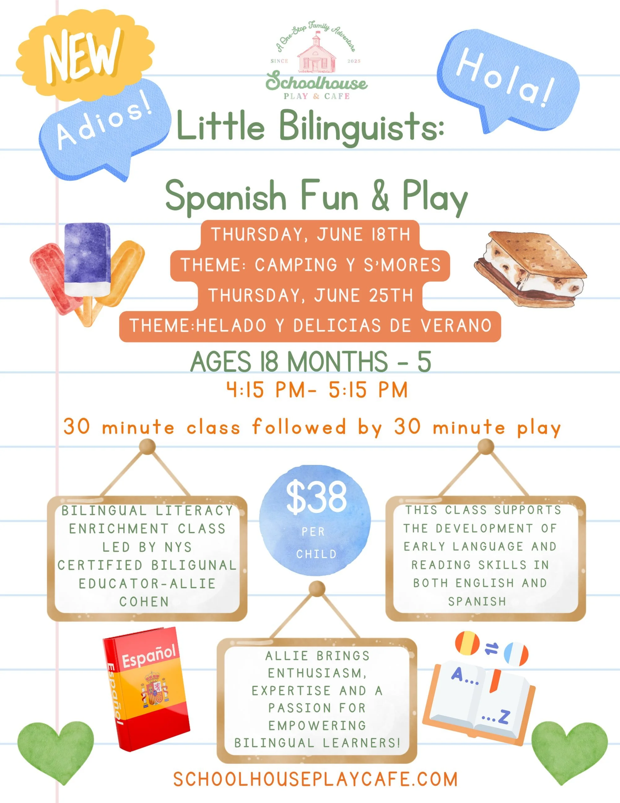🌞🧸 Little Linguists is back with TWO exciting summer themes your little one won&rsquo;t want to miss! 🇪🇸✨

Join us for an engaging bilingual adventure designed for children ages 18 months&ndash;5 years, where learning Spanish comes to life throug