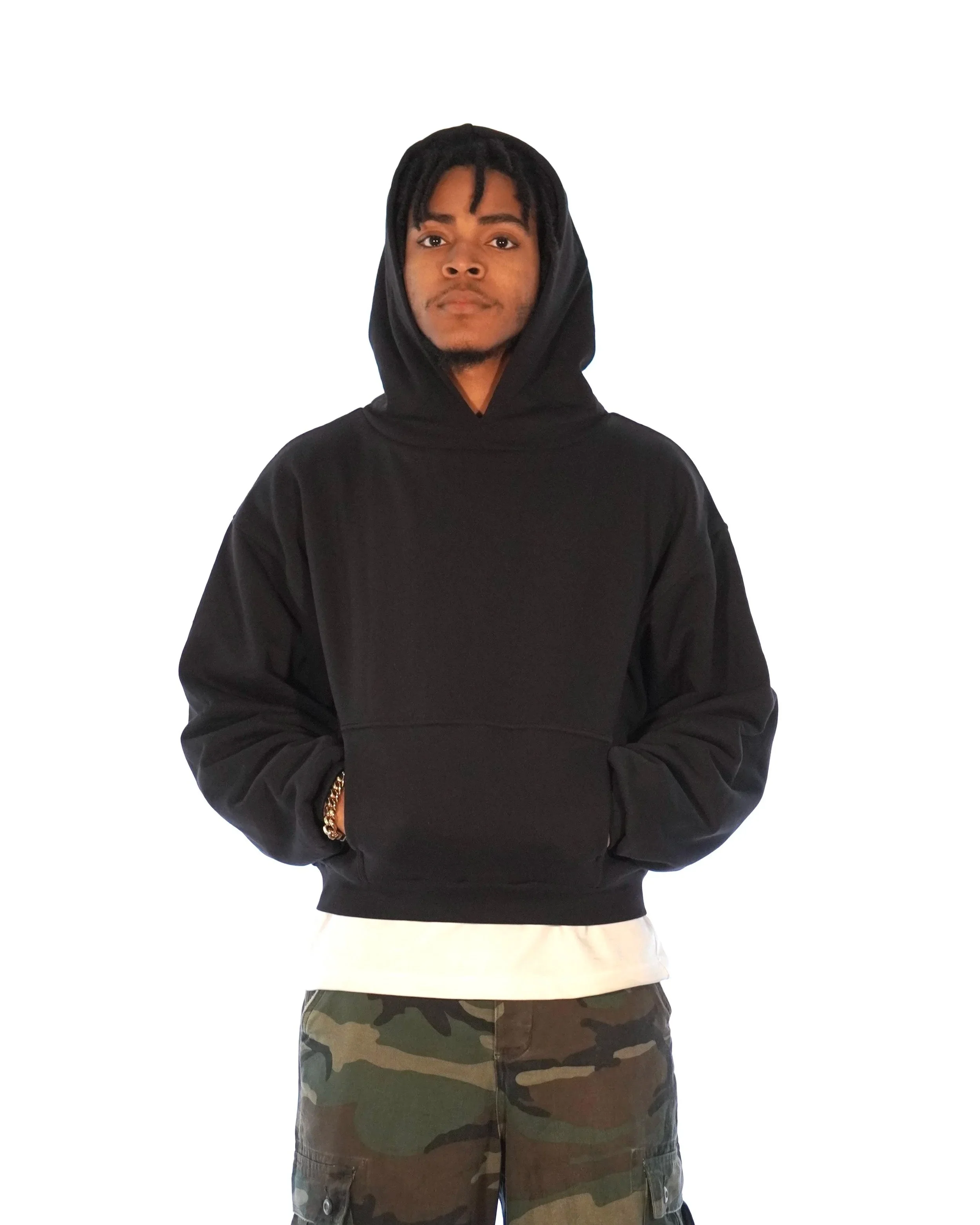 Double Layered Black Hoodie