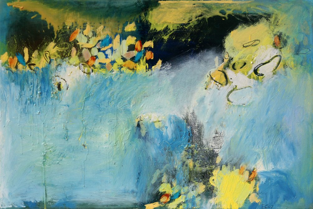 EC0715Tidal bits, yellow and blue 2007 20 x 30 oil and pastel on canvas copy 2.jpg