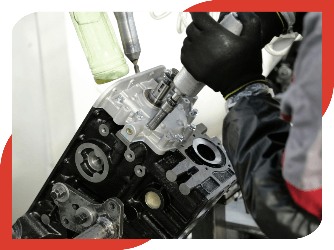 car engine being assembled