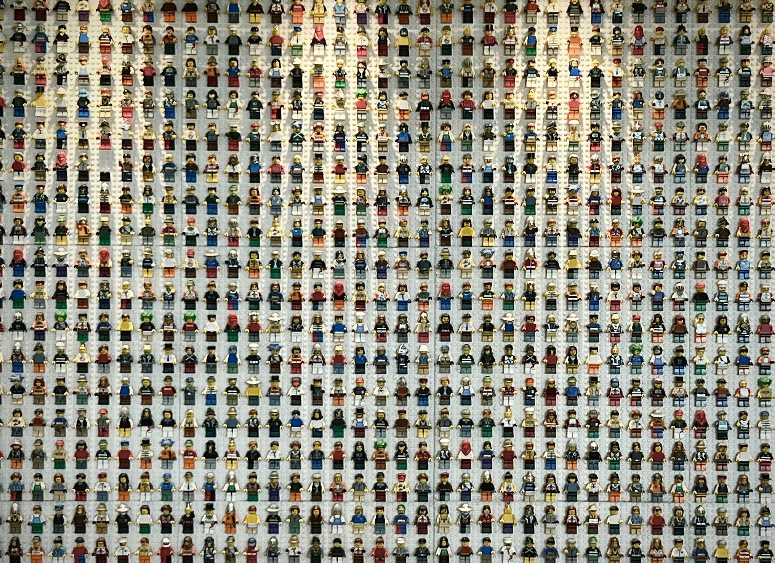 Rows and rows of different lego people.