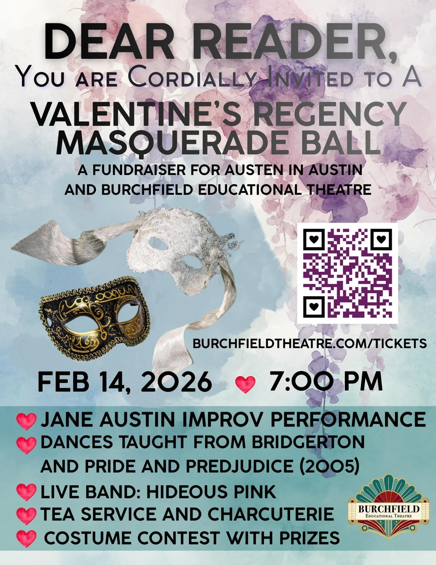 Dearest Gentle Reader,
What are you doing for Valentine&rsquo;s Evening?
Whether you are happily coupled, searching for your someone, or decidedly on the shelf, you are cordially invited to a night of masked mingling. There&rsquo;s something will be 