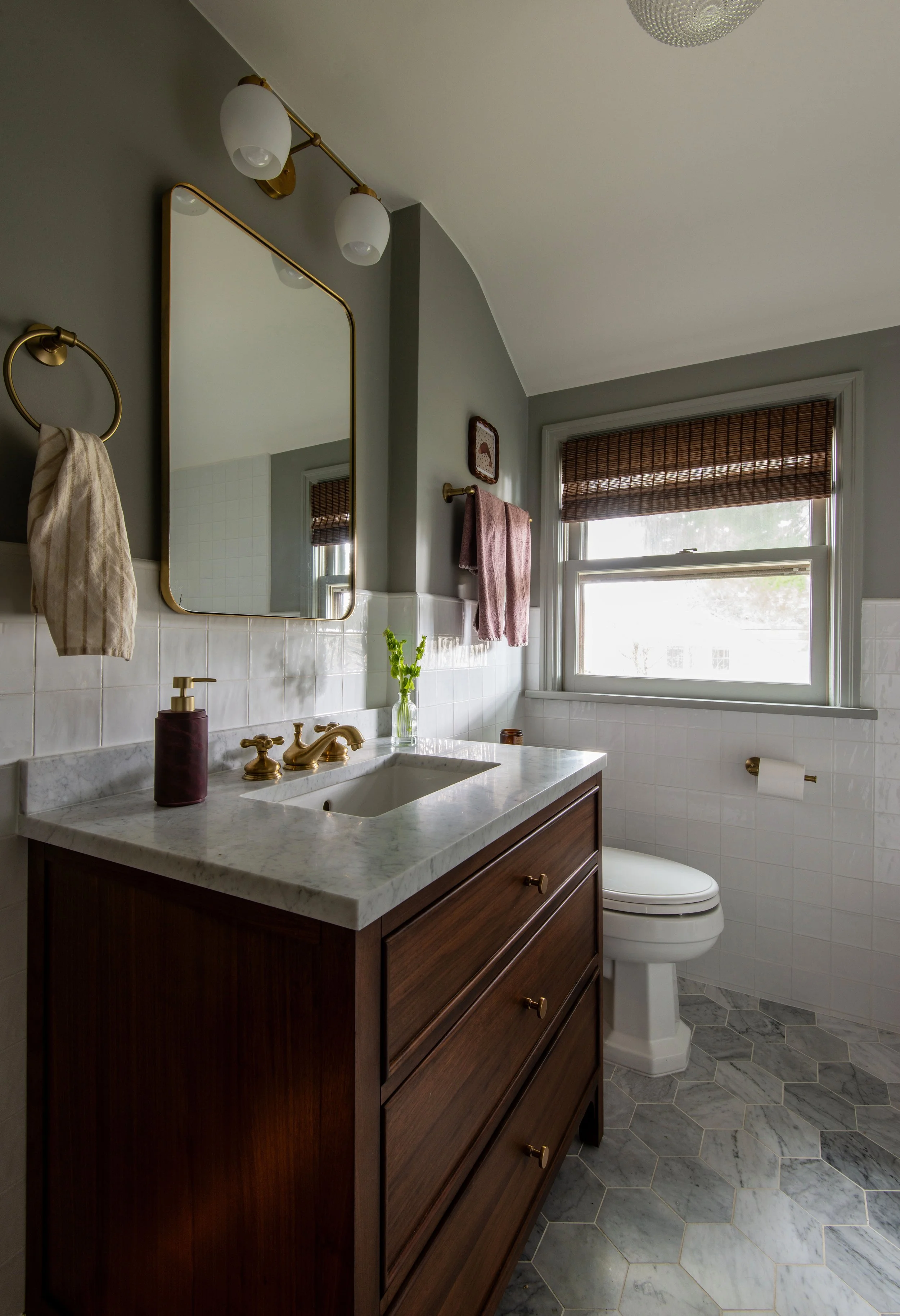 BATHROOM RENOVATION BY PORTLAND INTERIOR DESIGNER IN ALAMEDA RIDGE NEIGHBORHOOD IN PORTLAND, OREGON.