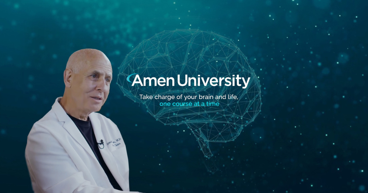 Dr. Daniel Amen with the Amen University logo