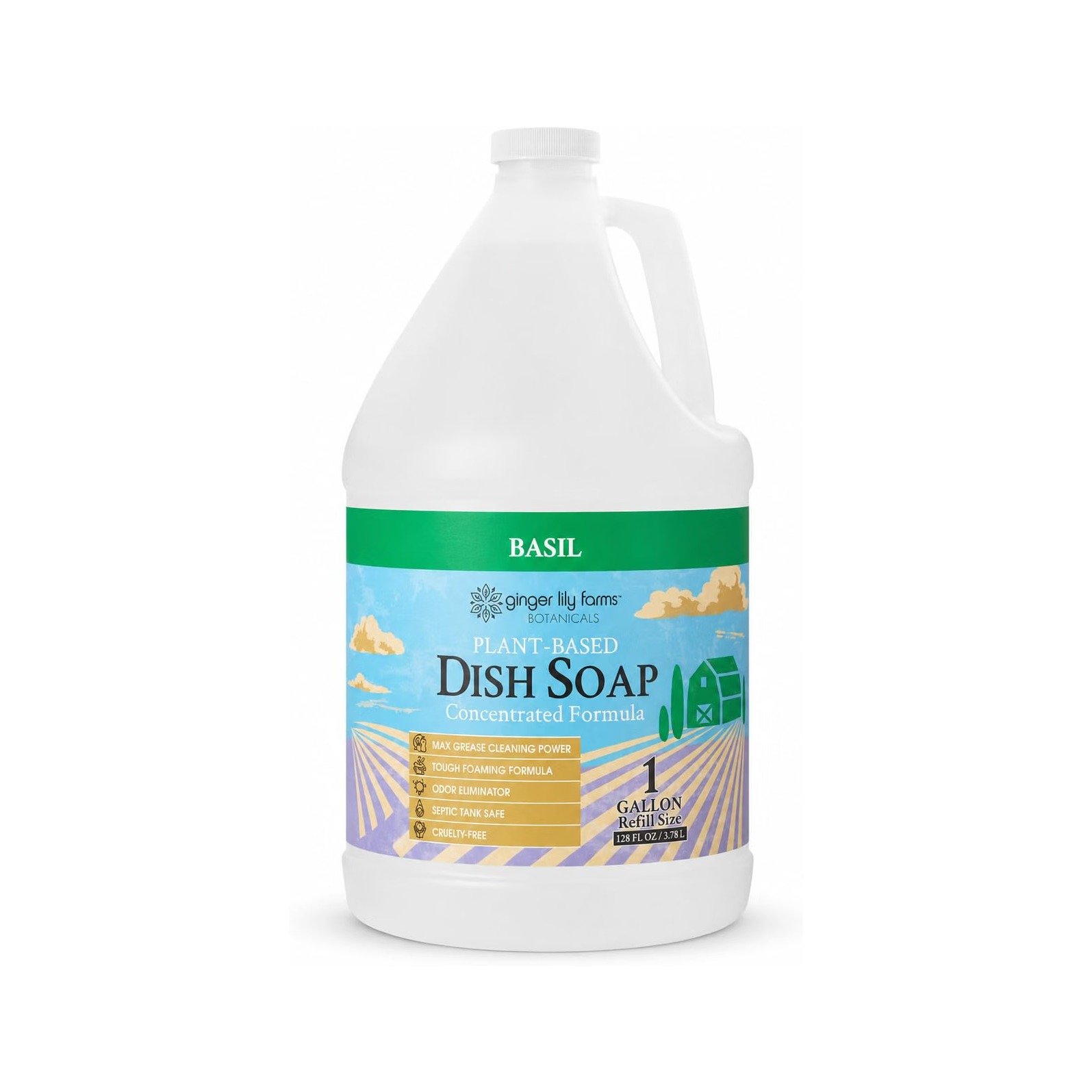 Ginger Lily Farms Botanicals Basil Liquid Dish Soap 128 oz