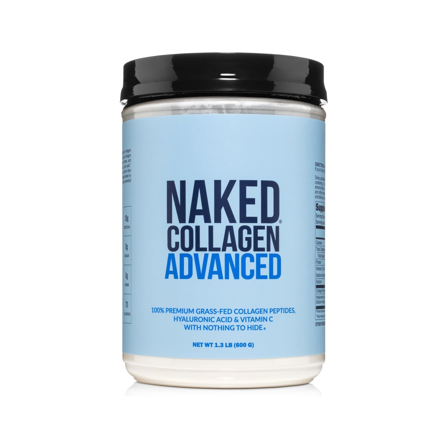 Naked Collagen Advanced grass-fed collagen peptides with hyaluronic acid and vitamin C