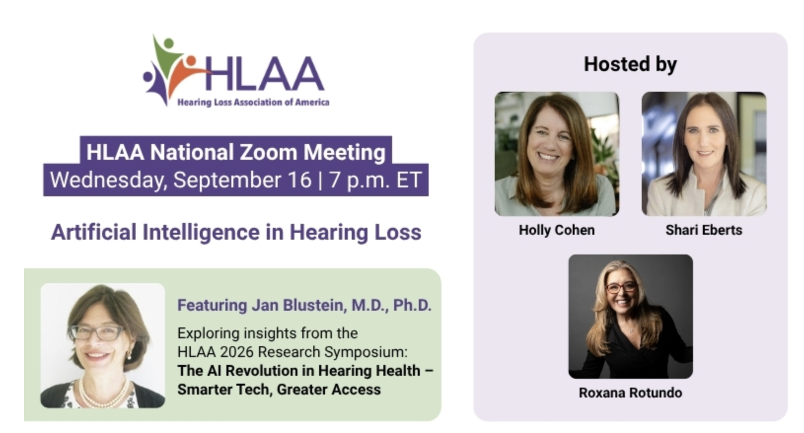 HLAA National Zoom Meeting:  Artificial Intelligence in Hearing Loss