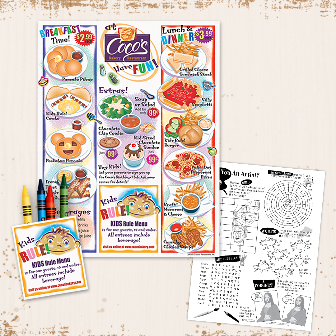 Coco's Restaurants Kids Menu