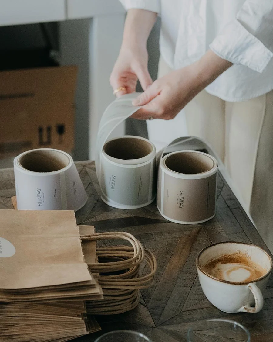 Photo of someone getting labels for an online store package