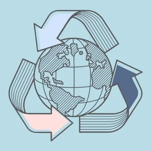 Globe and recycle symbol — our environmental commitment