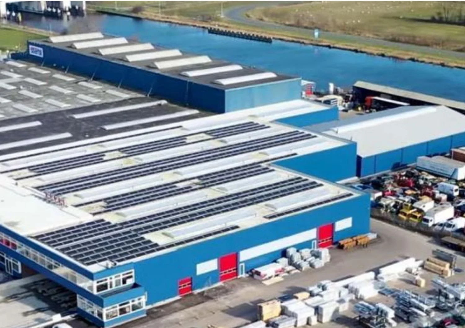 Aerial view of the Stertil manufacturing facility, showing the scale of the operation
