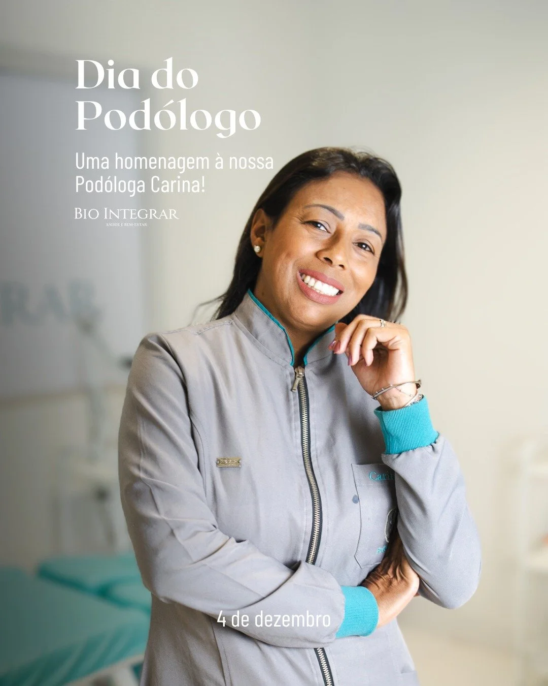 Em um dia feito para celebrar quem nos d&aacute; base e al&iacute;vio, nossos parab&eacute;ns v&atilde;o especialmente para voc&ecirc;, Carina!

Sua dedica&ccedil;&atilde;o e o cuidado que voc&ecirc; tem com a sa&uacute;de e o conforto dos p&eacute;s