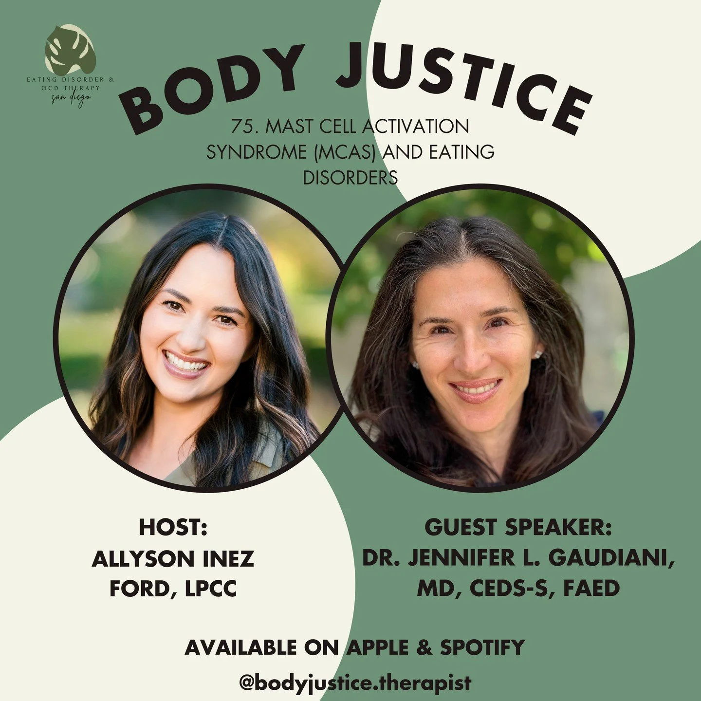 New Body Justice episode out now! In the field of Eating Disorders, we are seeing an increasing occurrence of Mast Cell Activation Syndrome (MCAS) in our clients. In this episode, we talk to Dr. Jennifer Gaudiani to learn more about this overlap, sig