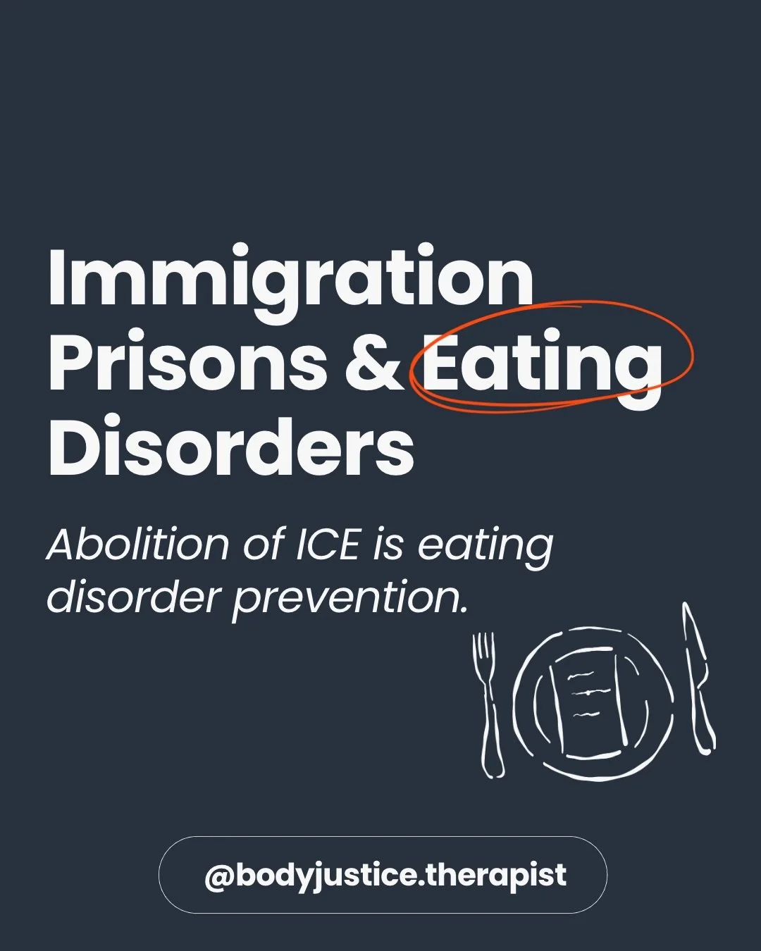 Eating related harm is rampant in immigration prisons/detention centers. 

Studies and survivor memoirs consistently document food insecurity, malnutrition, appetite disruption, unsanitary conditions, food refusal and hunger strikes among detained mi