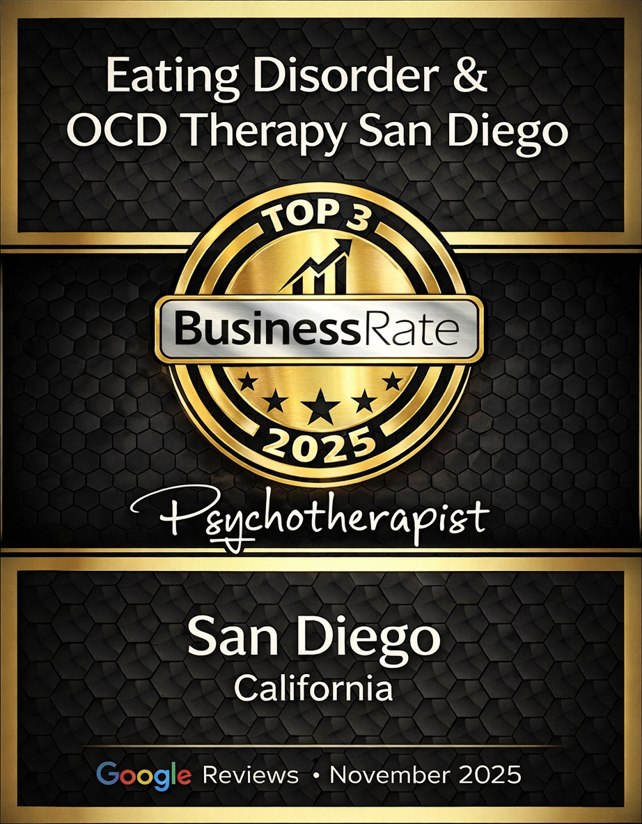 Top 3 Psychotherapist Award for San Diego 2025- Award titled to Eating Disorder and OCD Therapy