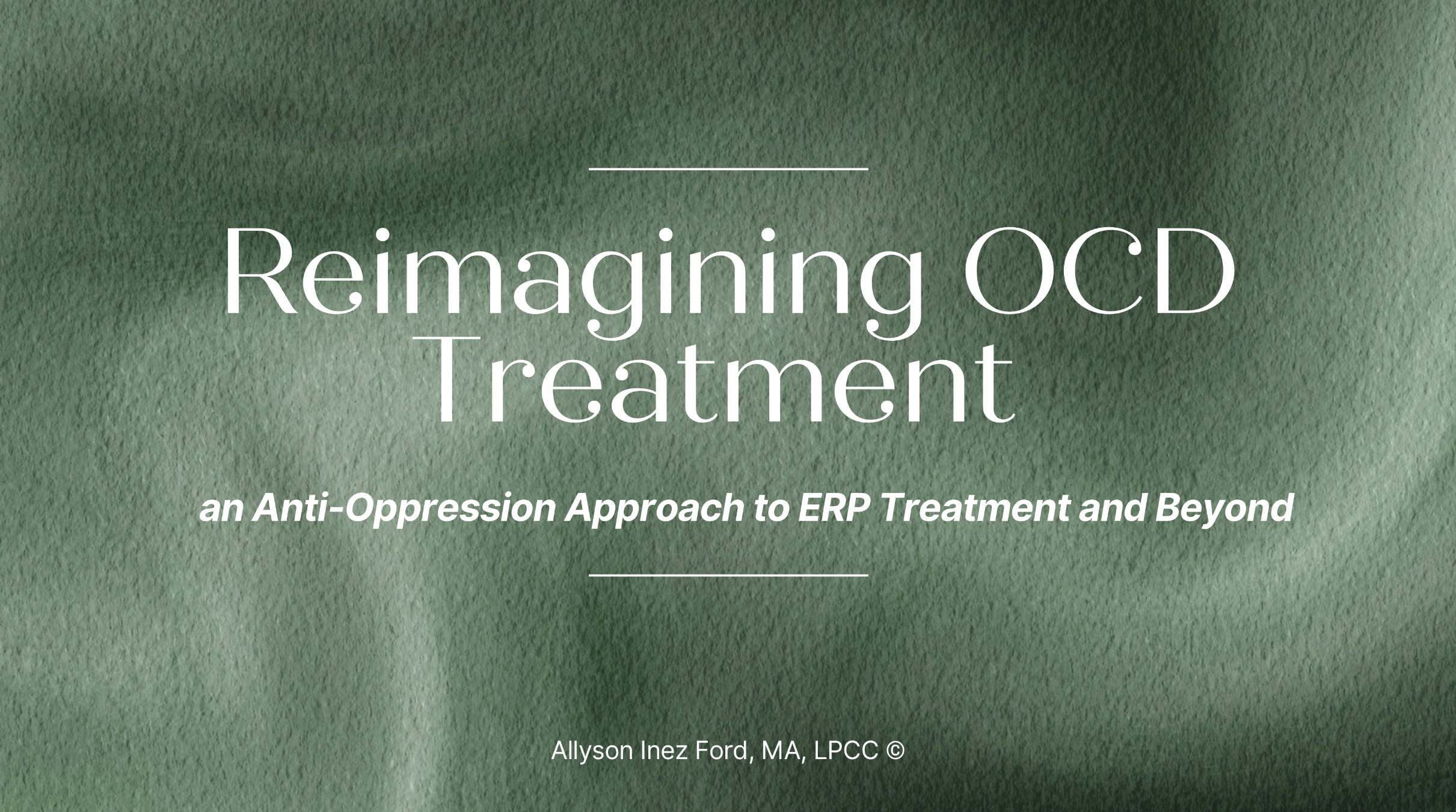 Reimagining OCD Treatment