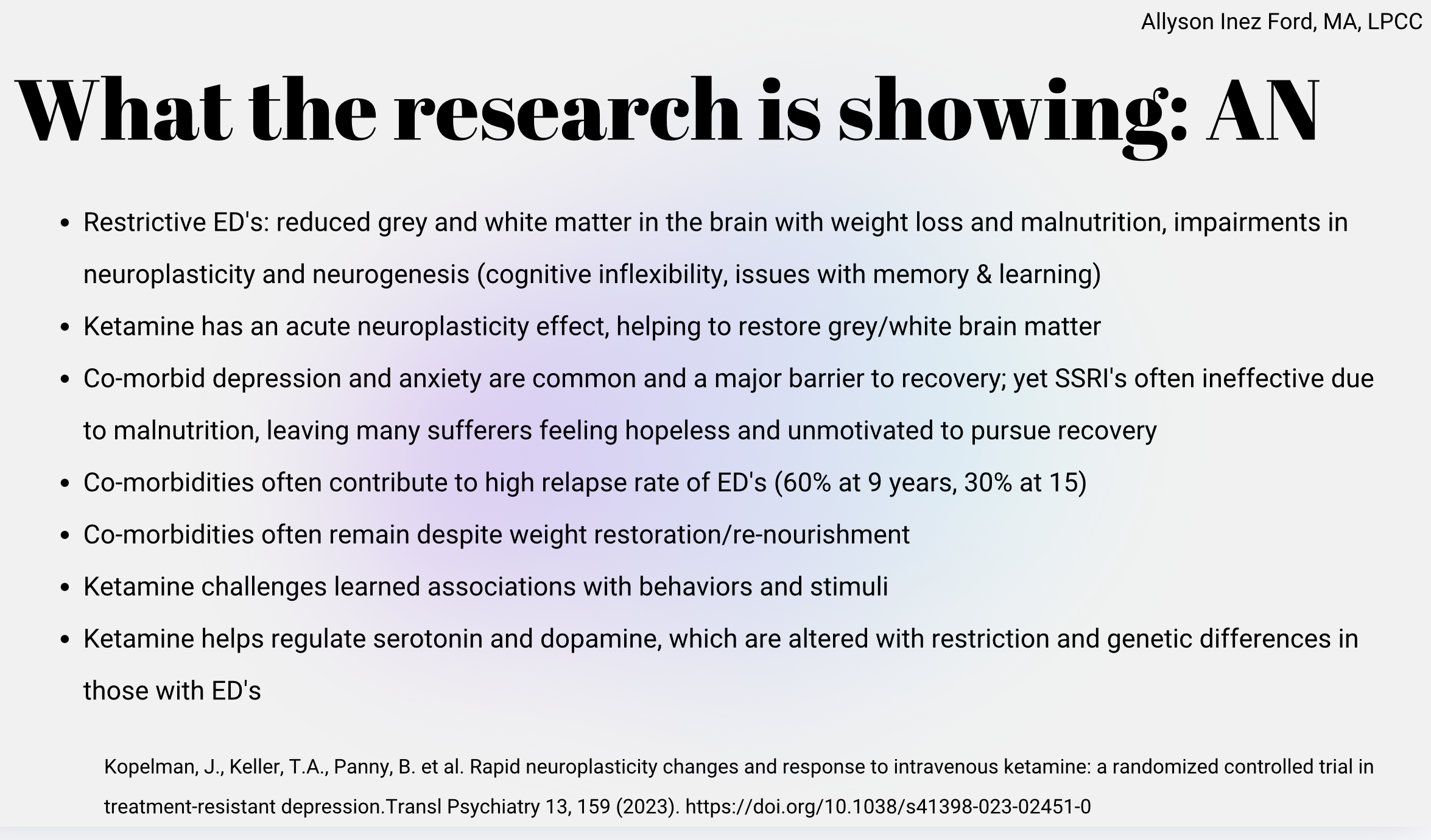 Ketamine eating disorder therapist California 92103 92067 92106
