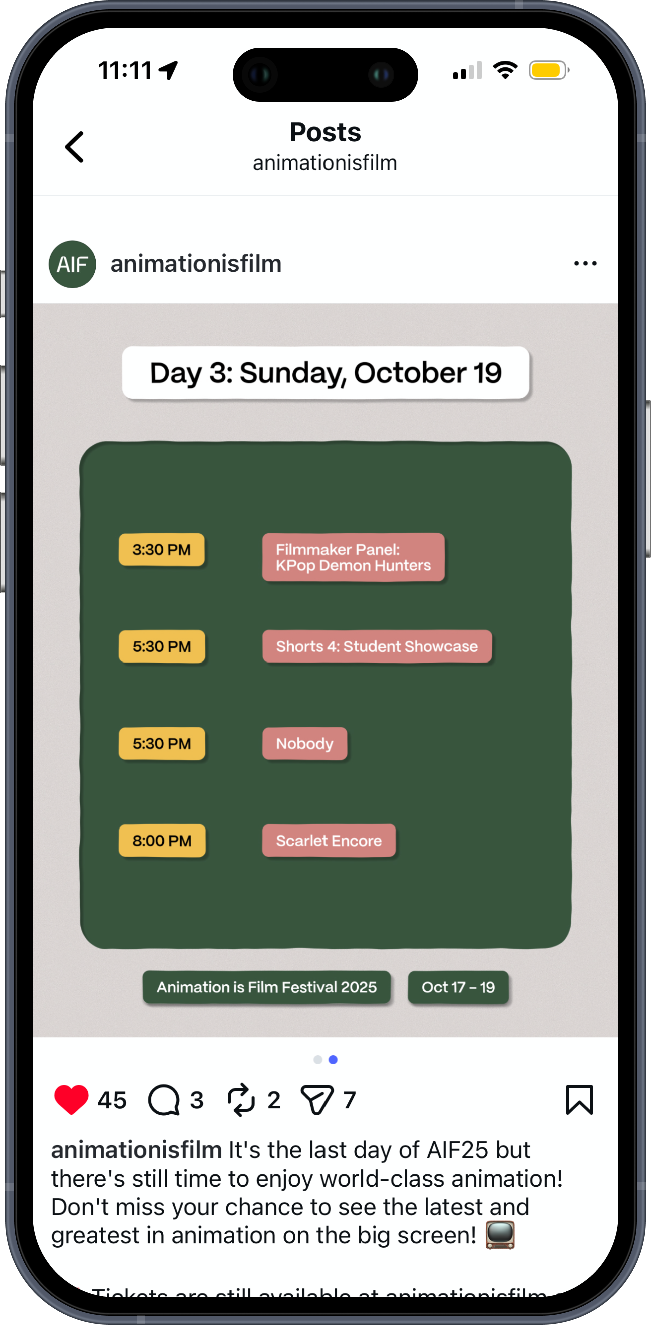 Final schedule graphic