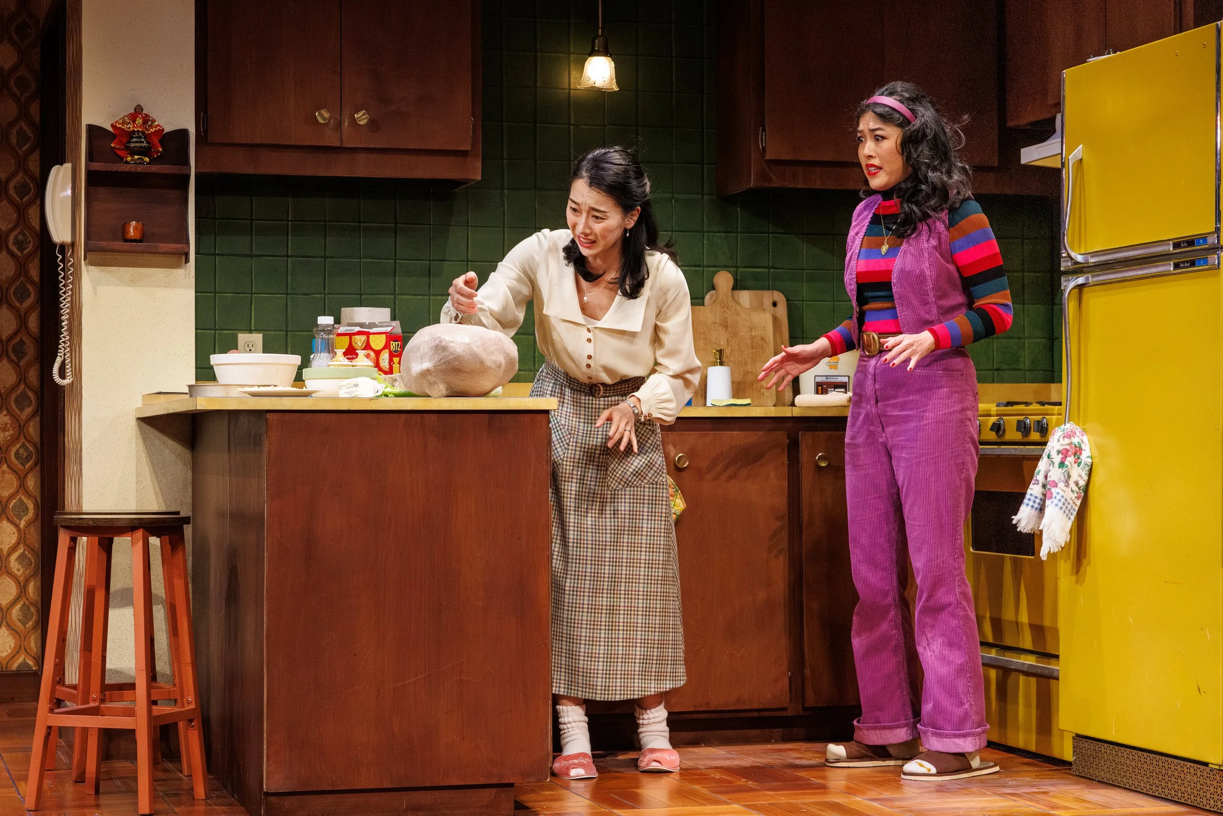 Seoyoung Park and Becca Q. Co in The Heart Sellers (2026) at Seattle Rep. Photo by Sayed Alamy.