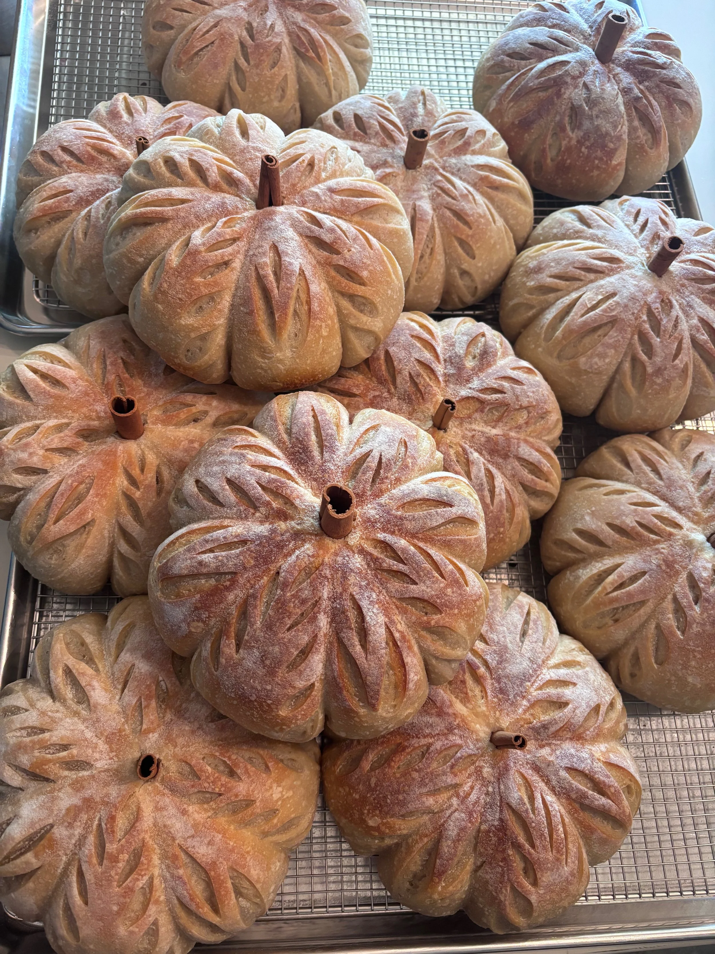 Pumpkin-Shaped White/Wheat Sourdough Boule
