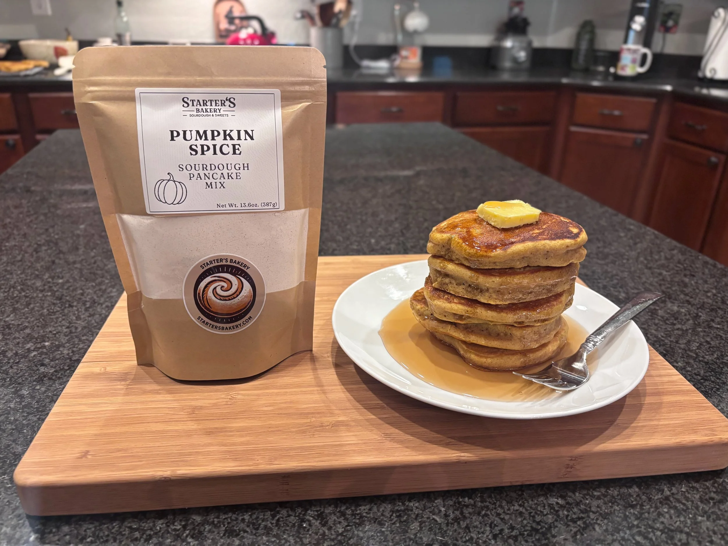 pumpkin spice pancake mix with pancakes.jpeg