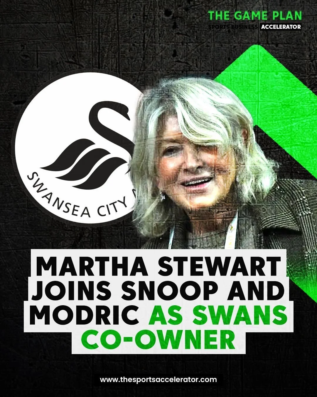 Celebrity ownership in football is evolving
Minority owners. Major impact. 
Swansea City are a perfect case study. 🦢💼

Martha Stewart joining Swansea as a minority owner, alongside Snoop Dogg and Luka Modrić, is about profile, reach and revenue und