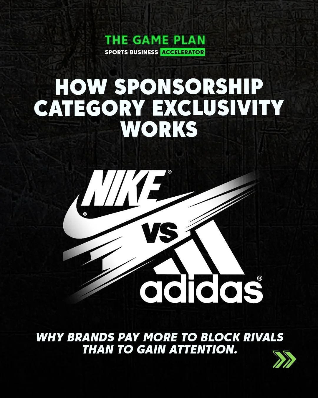 The real value in sponsorship deals? 📊
Exclusivity.
Keep competitors out.

Sponsorship deals are often judged on visibility.

Logos on shirts.
Boards around the pitch.
Brand mentions on broadcast.

But the most valuable part of the contract usually 