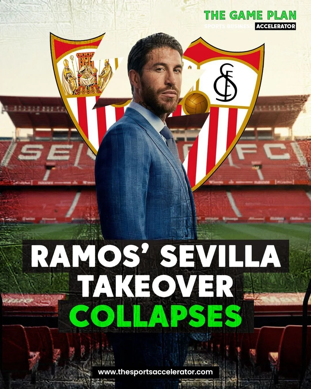 𝗙𝗿𝗼𝗺 &euro;𝟰𝟰𝟰𝗺 𝘁𝗼 &euro;𝟭𝟬𝟬𝗺 𝘂𝗽𝗳𝗿𝗼𝗻𝘁.

A Sergio Ramos-led consortium had reached an agreement in principle to buy Sevilla.

The original proposal valued the deal at around &euro;444m for 85% of the club.

Now, talks have collaps