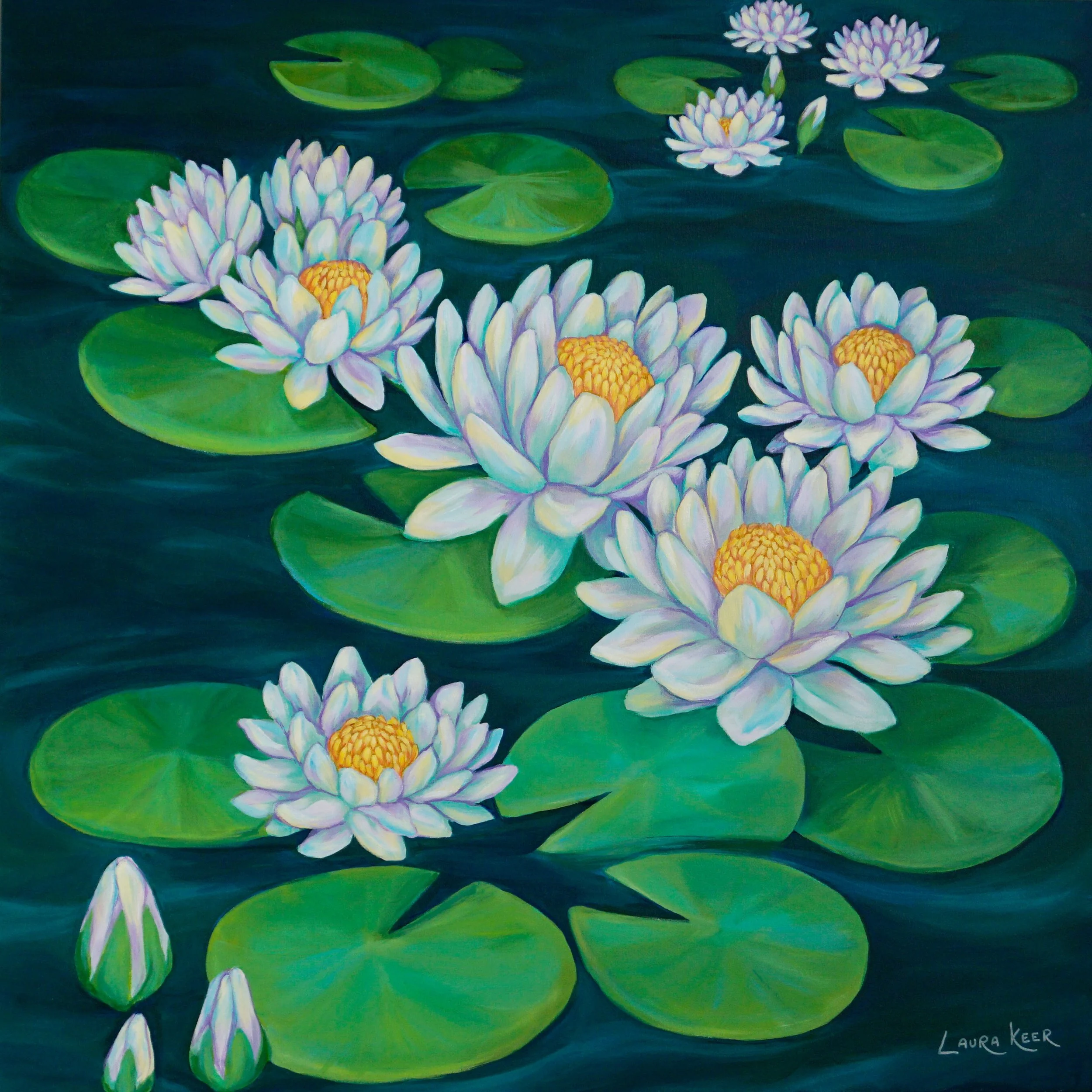 Waterlily,  2025  Acrylic painting on stretched canvas dimensions: 40x40 inches