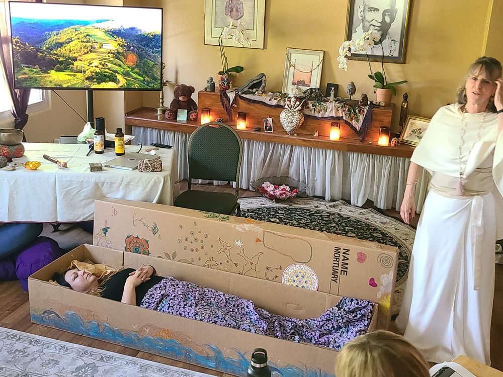   The local mortuary gave us a cardboard box (that can really be used as a coffin). We decorated it over the course of a few days.  