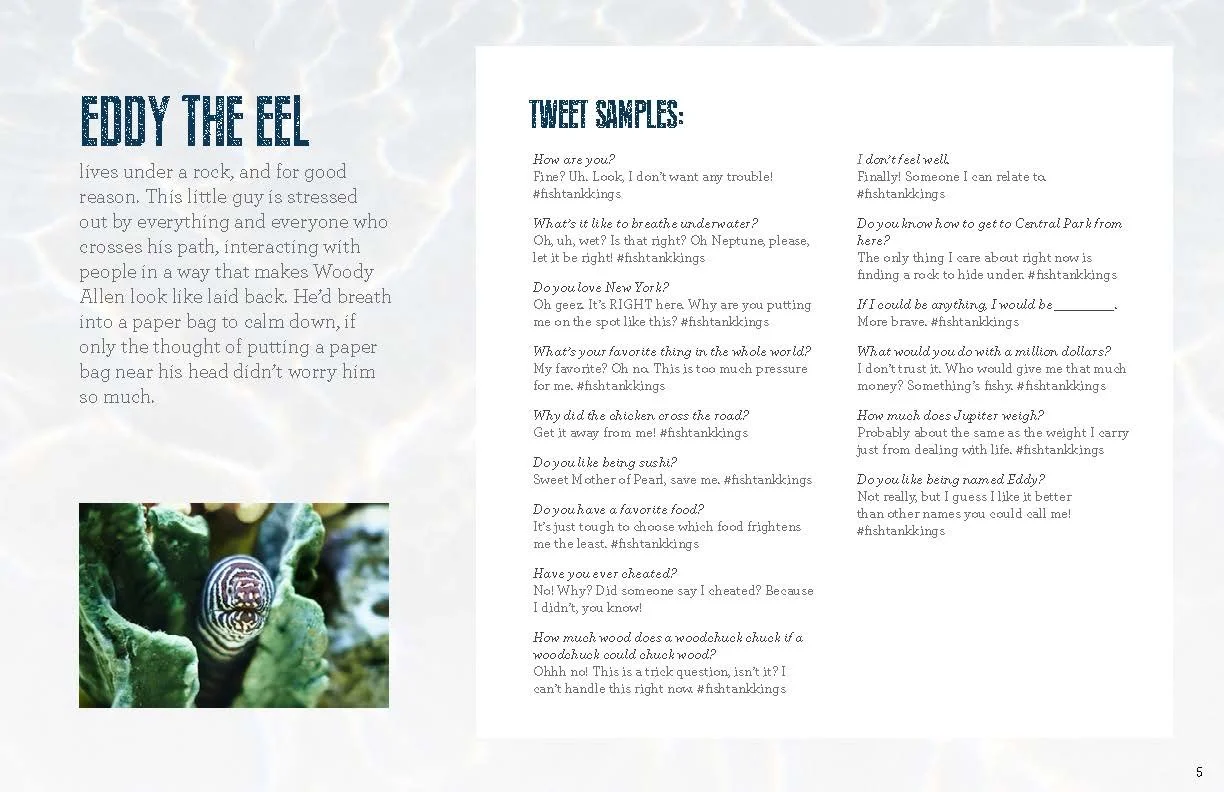A page from a book or magazine featuring a story about a chameleon named Eddy the Eel, with a photo of a chameleon partially hidden among green leaves.
