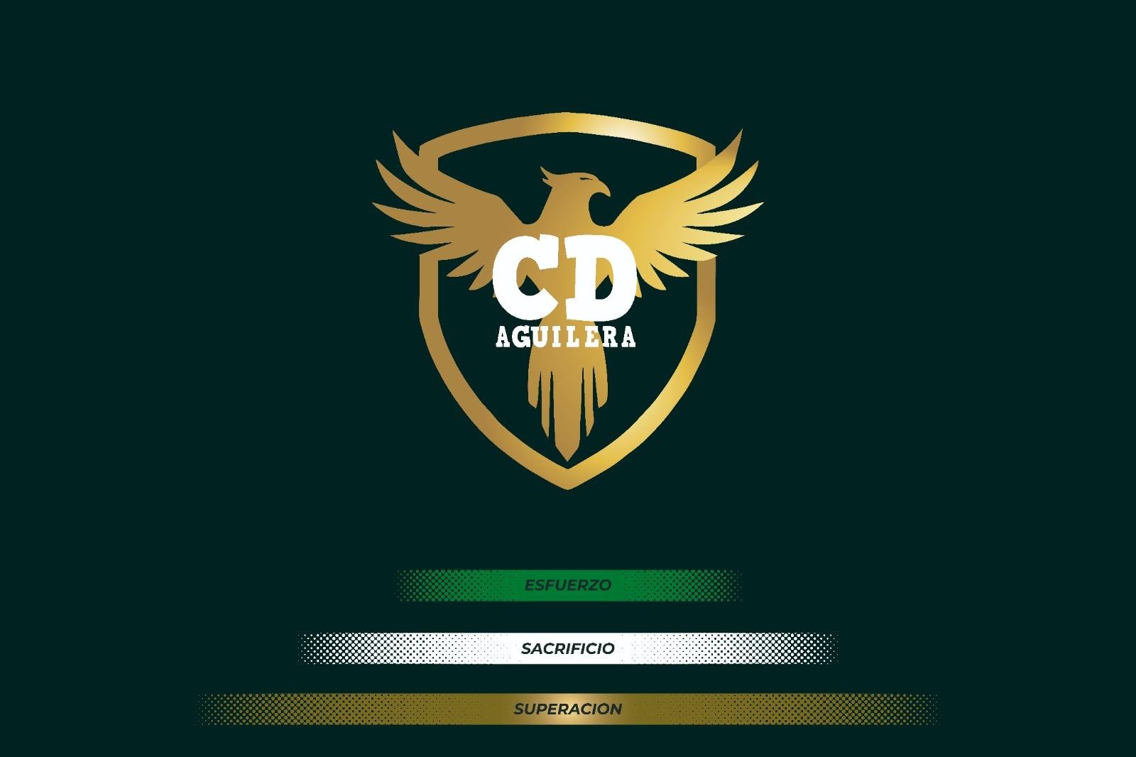Logotipo de un águila dorada con las letras 'CD' y la palabra 'Aguilera' en el centro, con un escudo de fondo y las palabras 'Esfuerzo', 'Sacrificio' y 'Superación' en la parte inferior