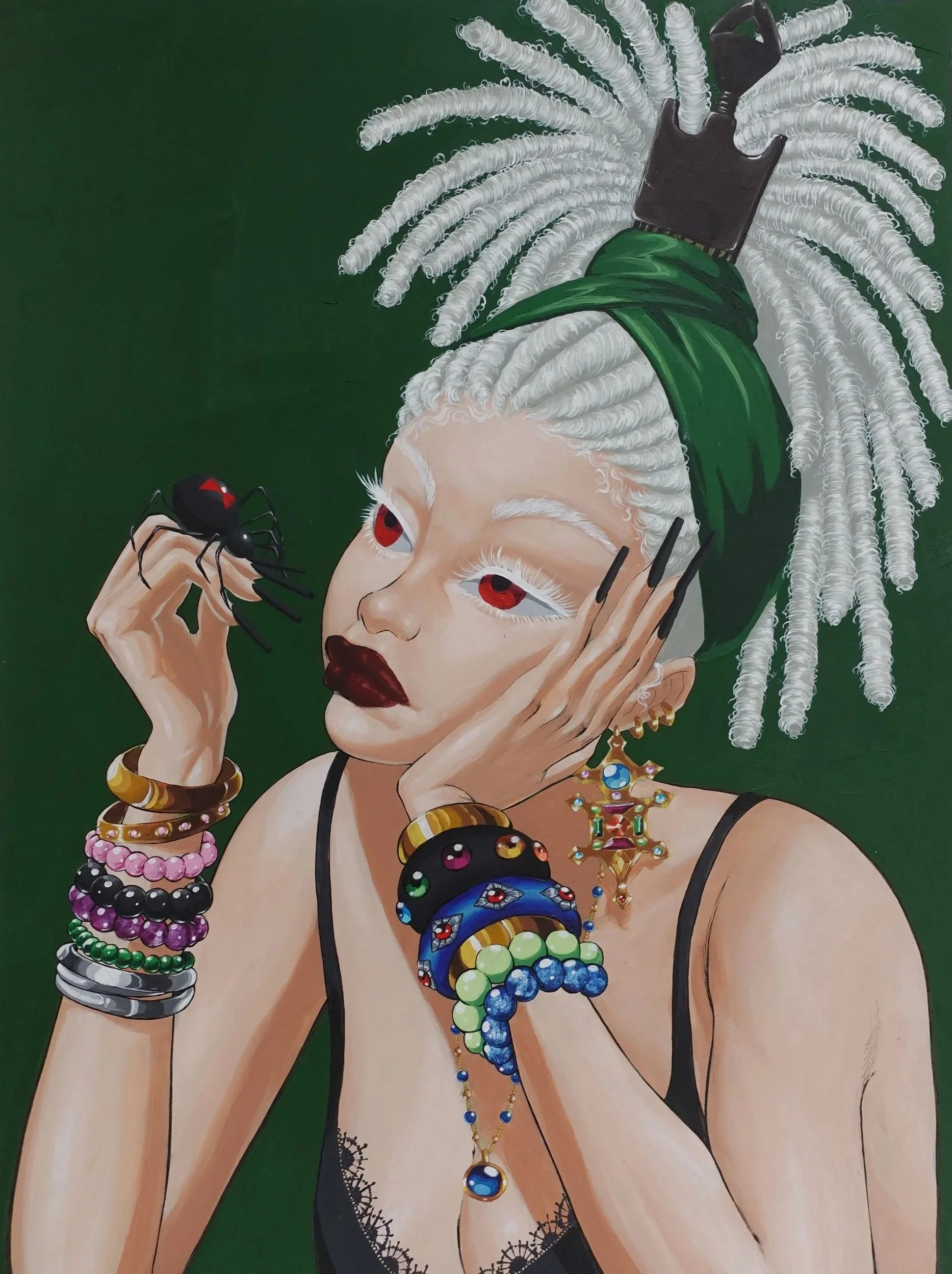 Death Becomes Her,2025.Acrylic and ink on canvas. -30inx40in