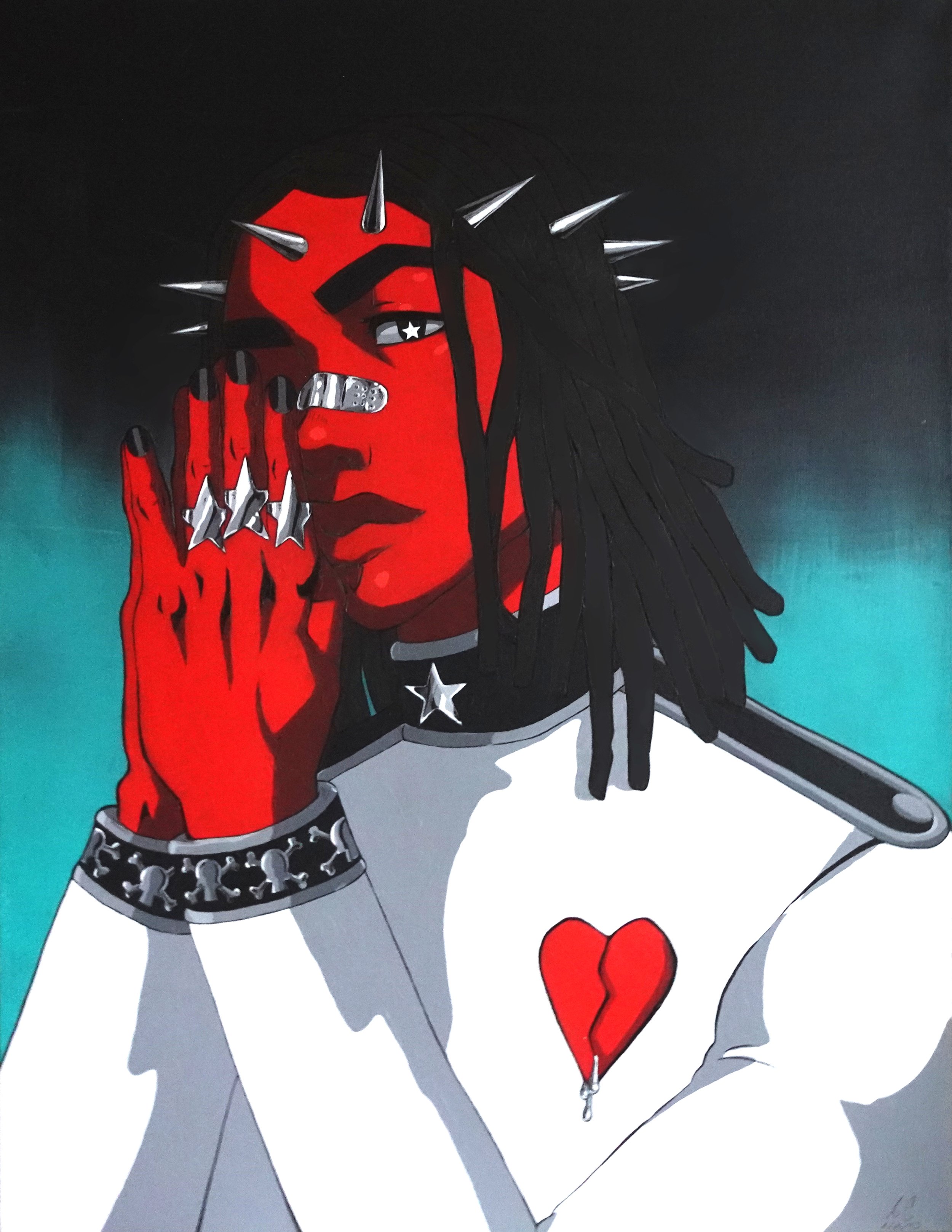 Hood Saints(1)2025.Acrylic and ink on canvas -
24inx30in