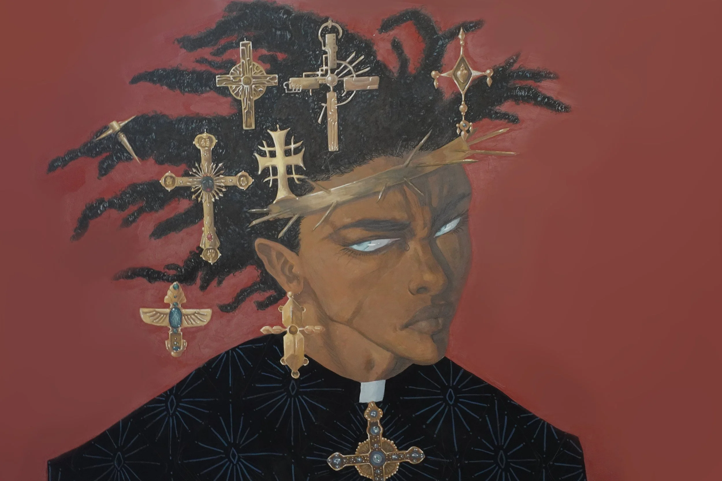 The UnHoly,2024.Acrylic and ink on canvas. 
-30inx40in