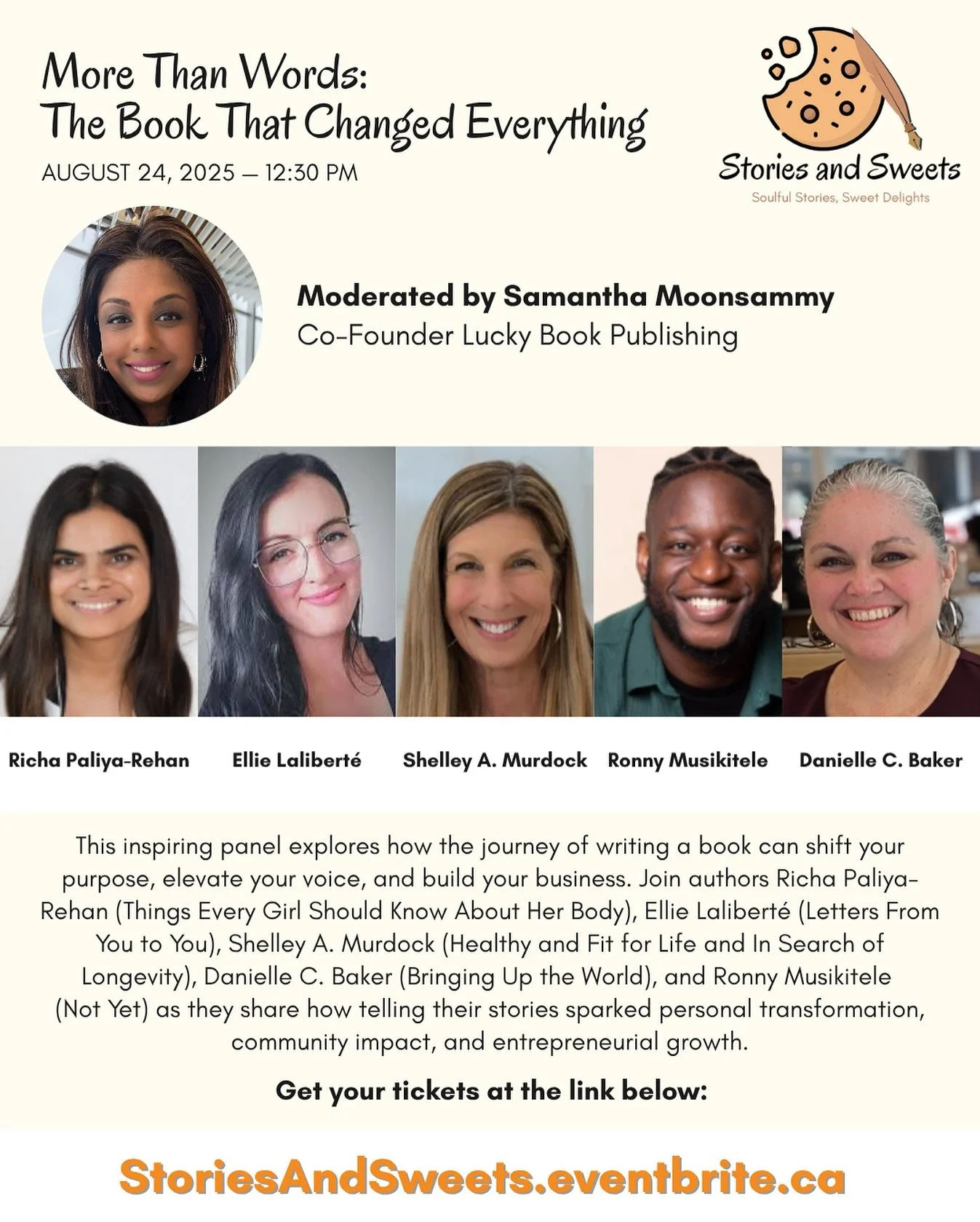 📚✨ More Than Words: The Book That Changed Everything
Join us for a soul-stirring panel that dives into how writing a book can transform your life, your purpose, and your impact.

🎤 Moderated by Samantha Moonsammy, Co-Founder of @luckybookpublishing