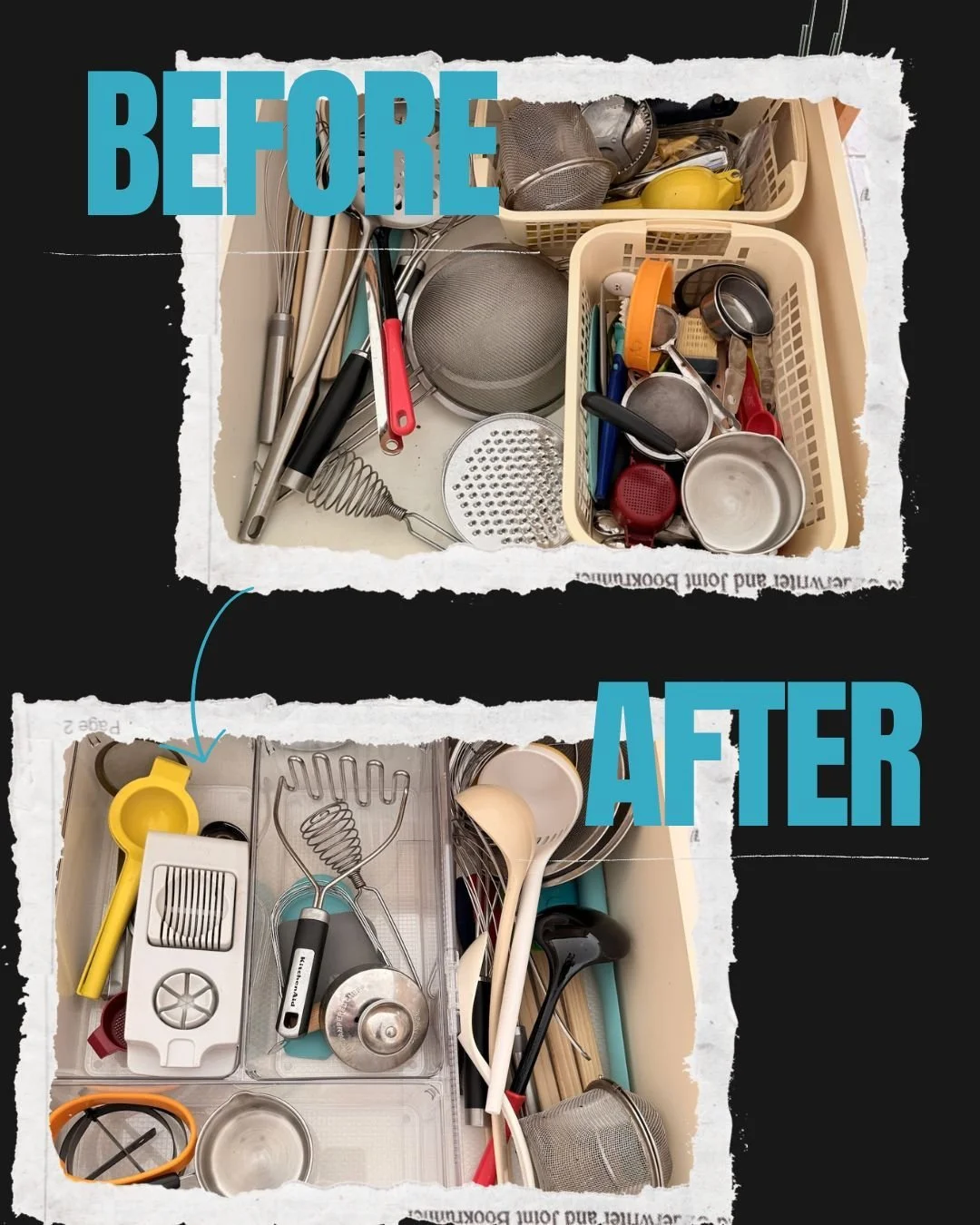 🥄 Kitchen tools are lovely but sometimes awkwardly shaped so nesting isn't always possible. 🪆 As long as the drawer contents aren't too crowded and you can see everything when you open the drawer, that's good enough 👩&zwj;🍳