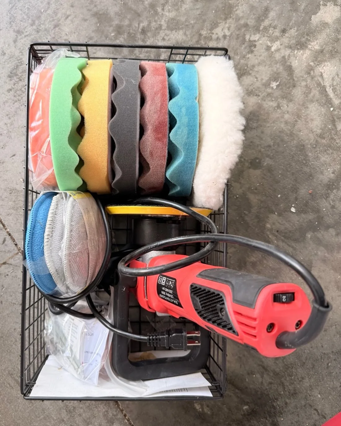 Car detailing pads vertically stored away. Shiny cars coming soon 🚗🚘