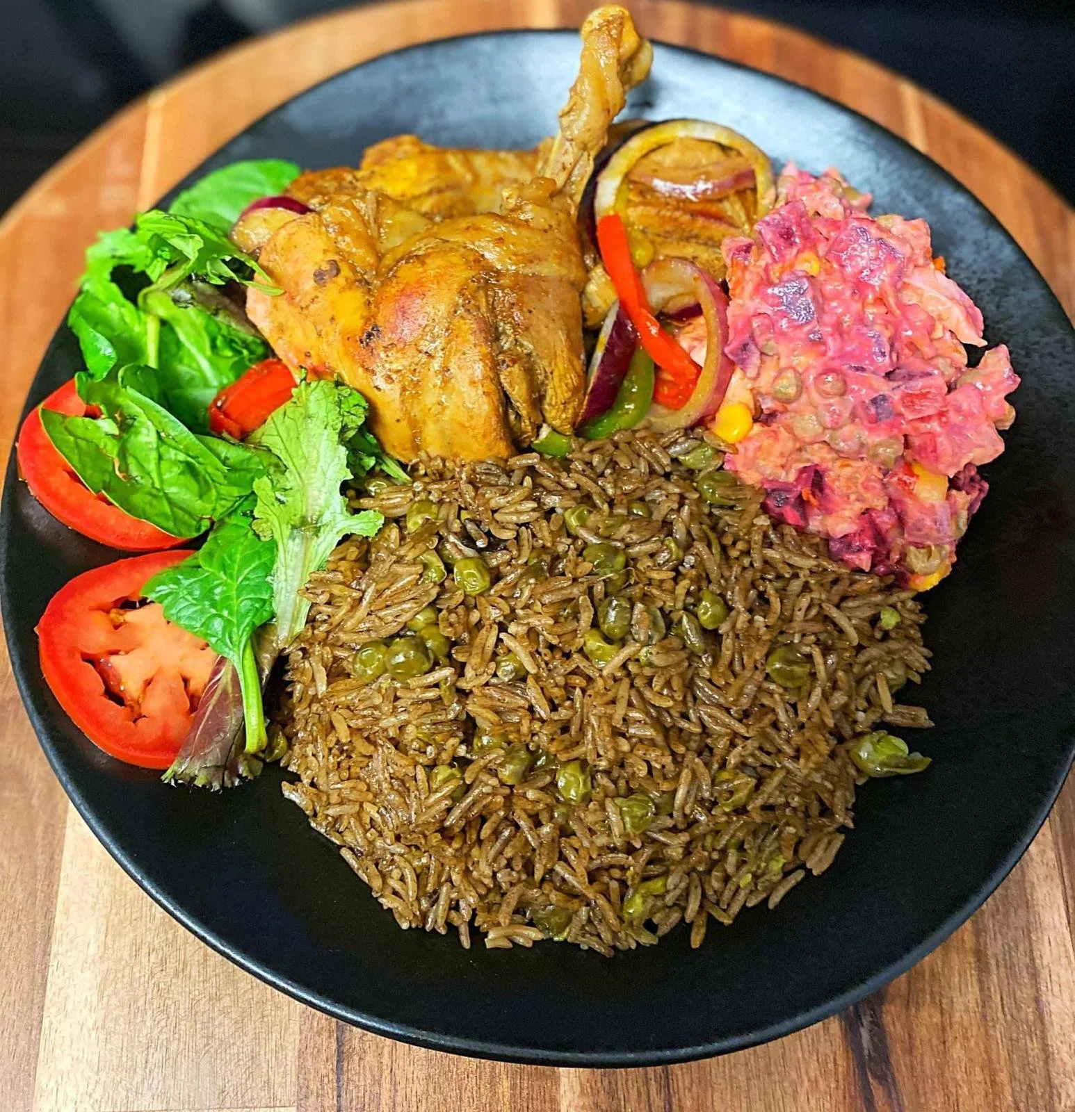 Black Rice and Beans with Chicken Sauce