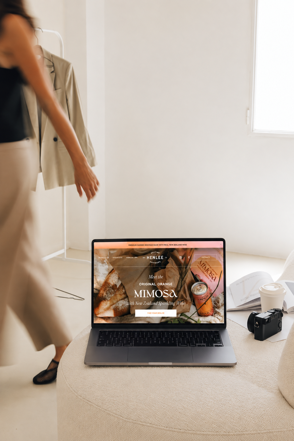 Henlee beverage brand website designed by CleanSlate with a modern, editorial-style design. Squarespace ecommerce build.