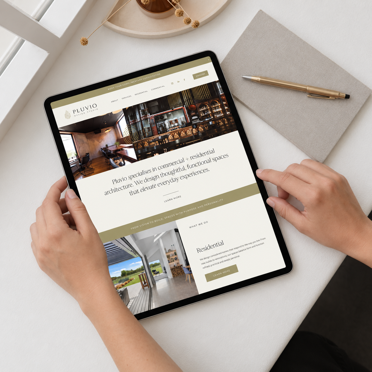 Squarespace website designed by CleanSlate for Pluvio - Architect and Interior Designer 