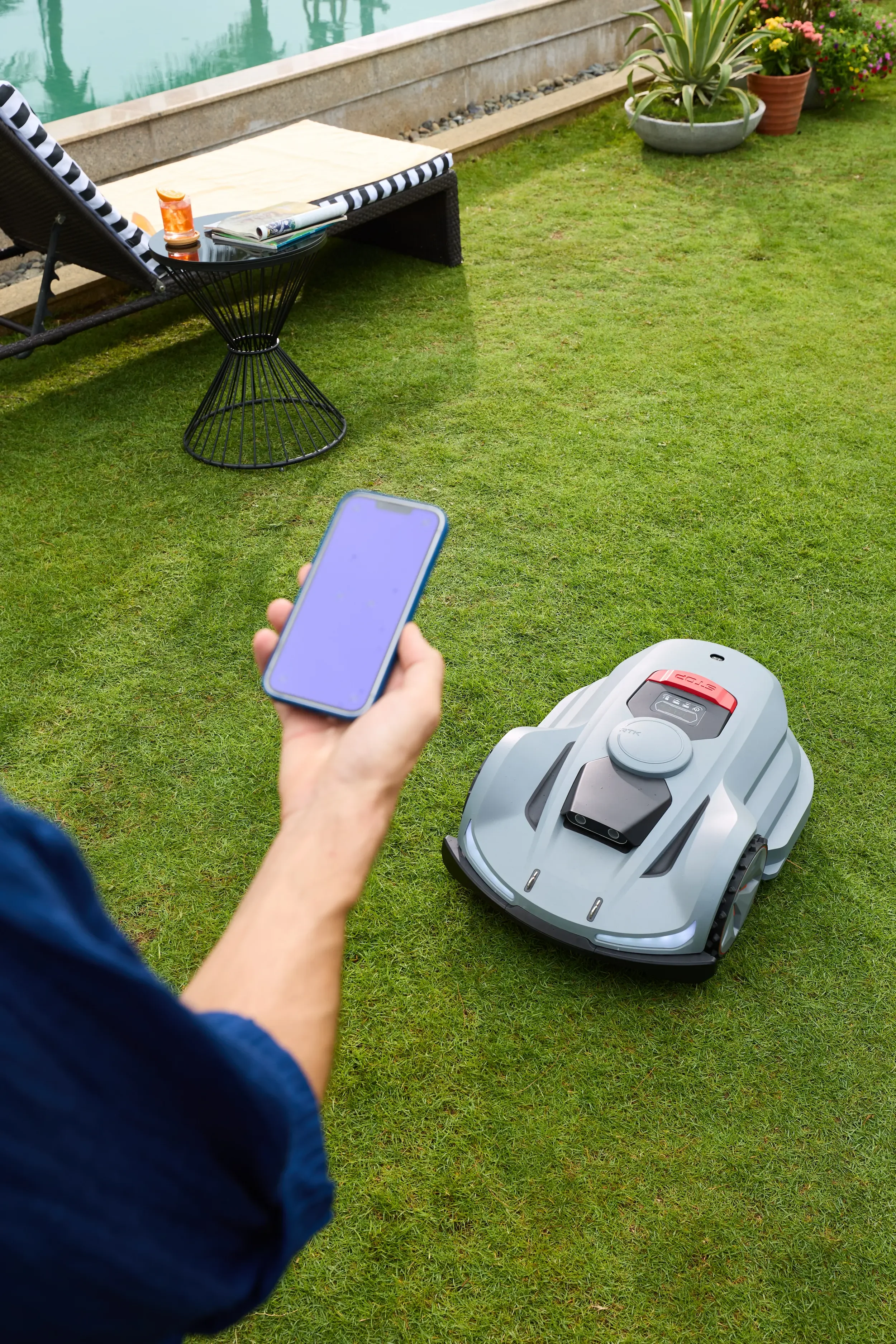 Sunseeker X Series robotic mower during installation and app setup