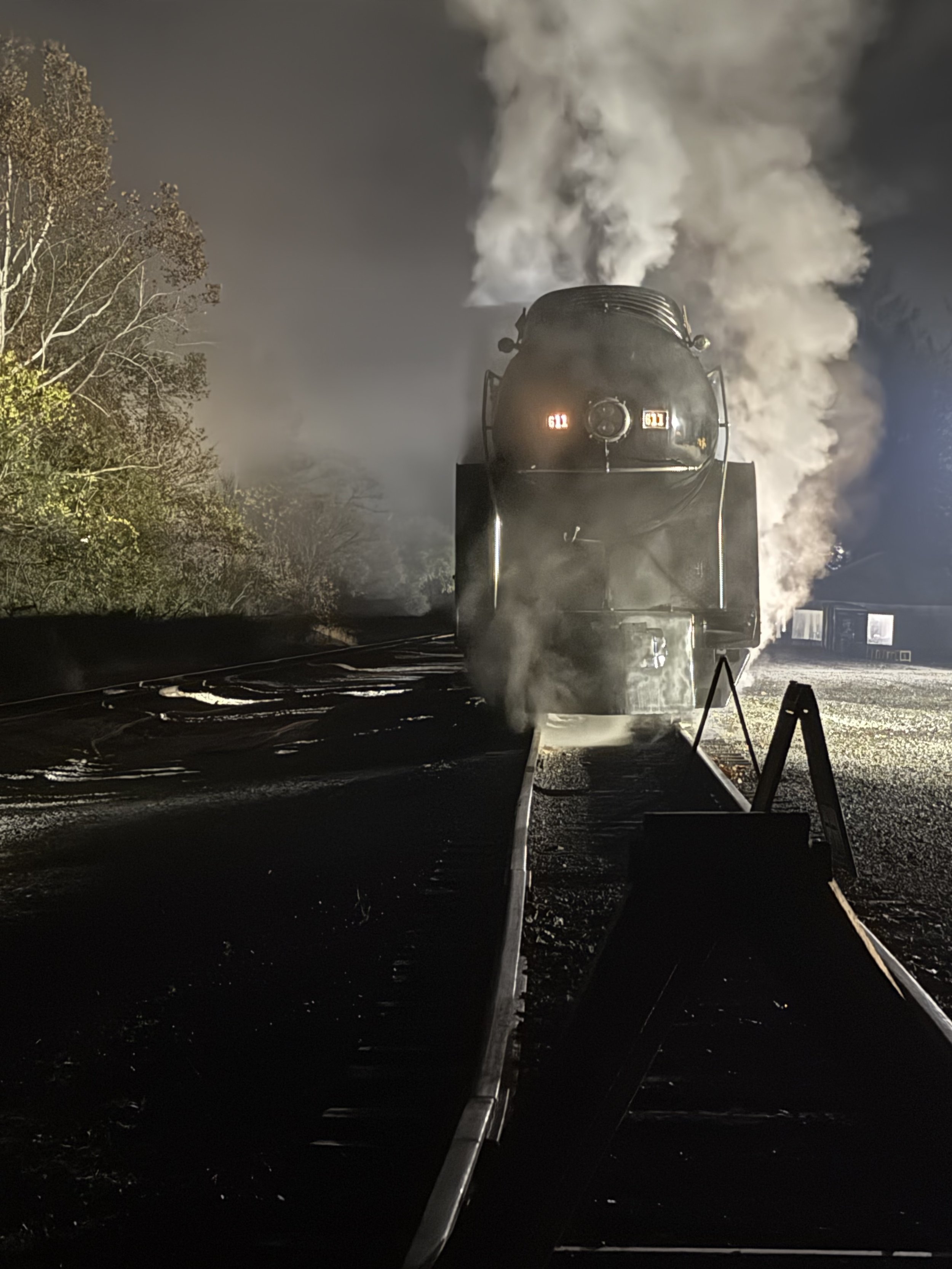 Norfolk and Western #611 at rest in early morning at Goshen, VA prior to excursion to Staunton, VA