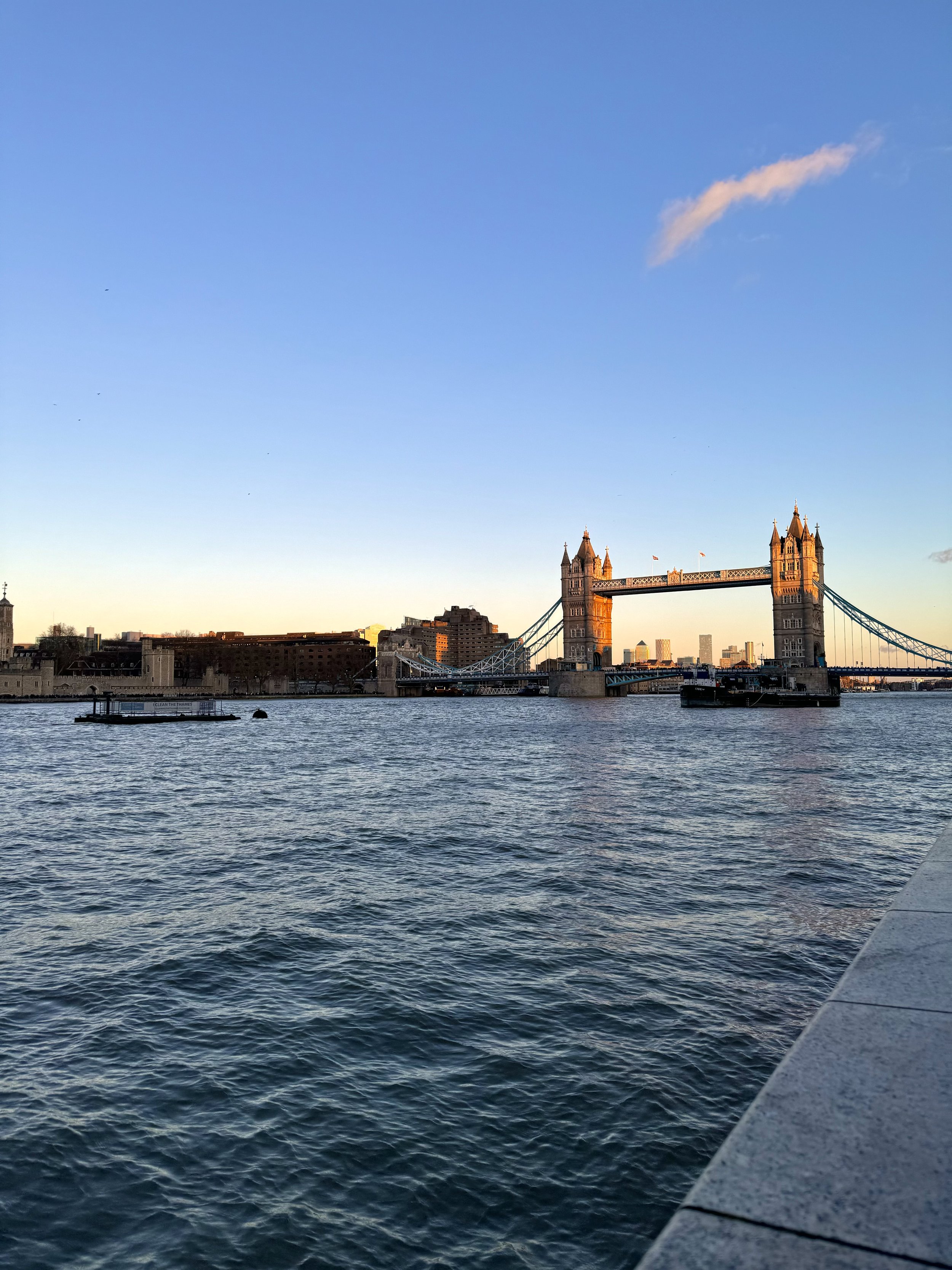 View from River Thames walk of the London Bridge.