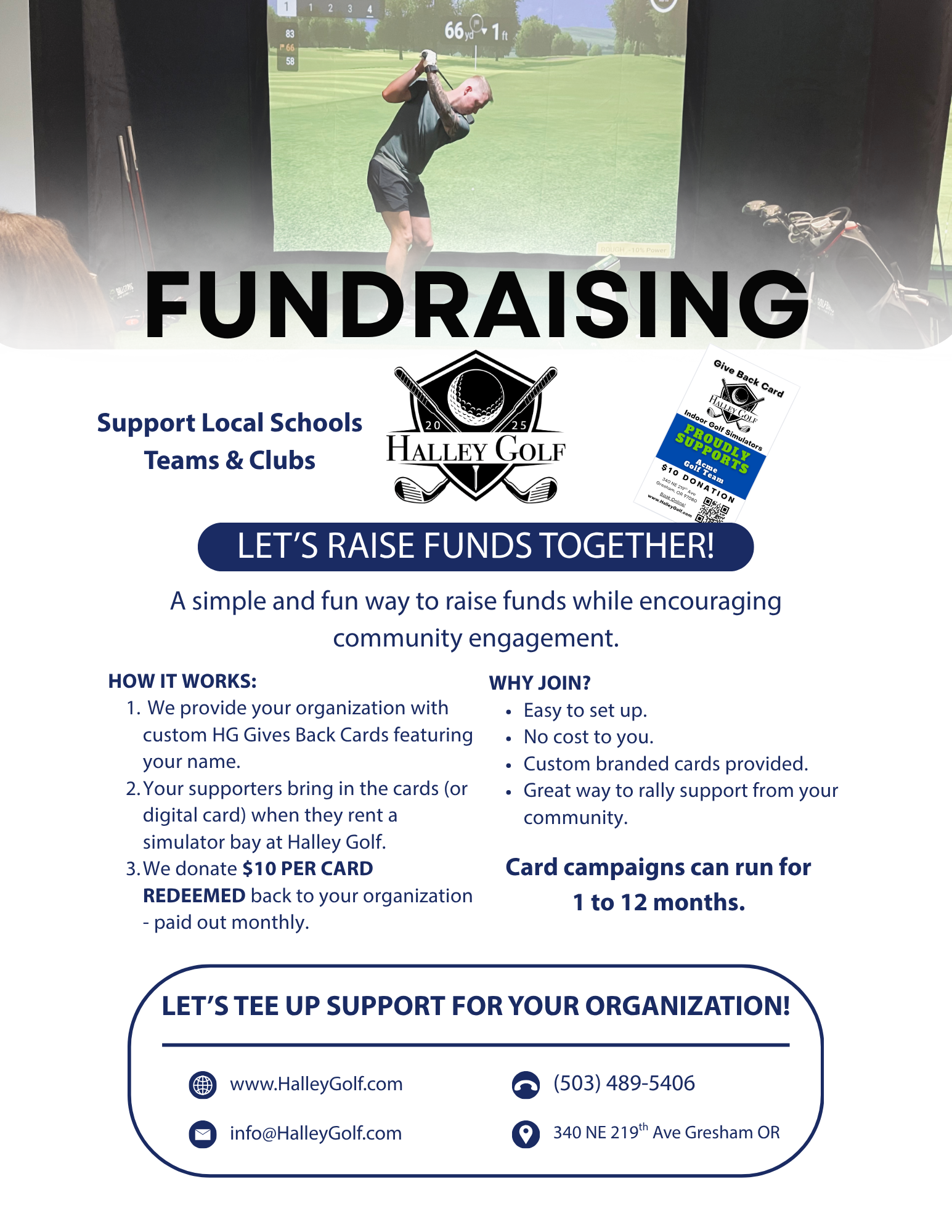 Halley Golf Gives Back Fundraising Flyer