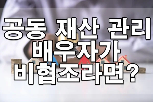 배우자가 공동 재산 관리에 비협조적이라면, 해결해야 할 법적 절차는?