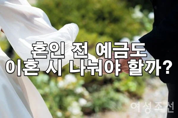 혼인 전 모은 예금, 이혼할 때 재산분할 대상일까?