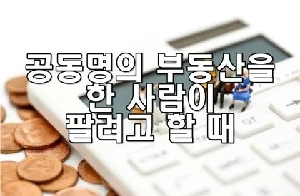 공동명의 부동산을 한 사람이 팔려고 할 때