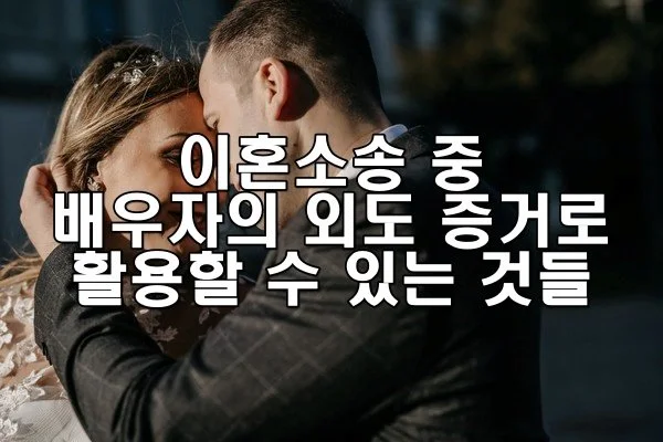 이혼소송 중 배우자의 외도 증거로 활용할 수 있는 것들